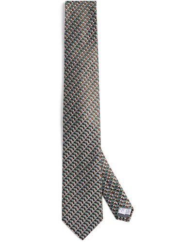 Eton Silk Geometric Tie - Gray
