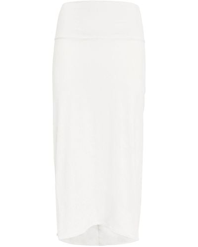 James Perse Velvet High Low Midi Skirt - White