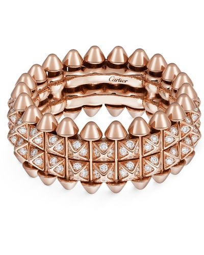 Cartier Rose Gold And Diamond Clash De Ring - Brown