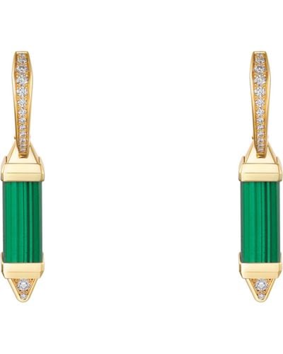 Cartier Yellow Gold, Diamond And Malachite Les Berlingots De Earrings - Green