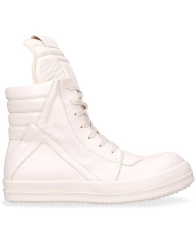 Rick Owens Leather Geobasket High-top Sneakers - Natural
