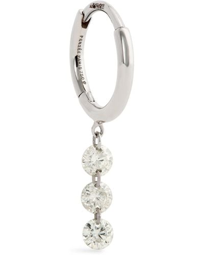 PERSÉE White Gold And Diamond 3-stone Single Hoop Earring