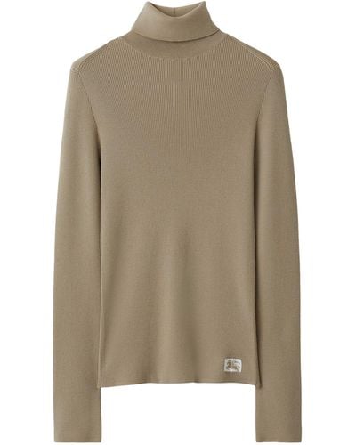 Burberry Wool-blend Rollneck Sweater - Natural