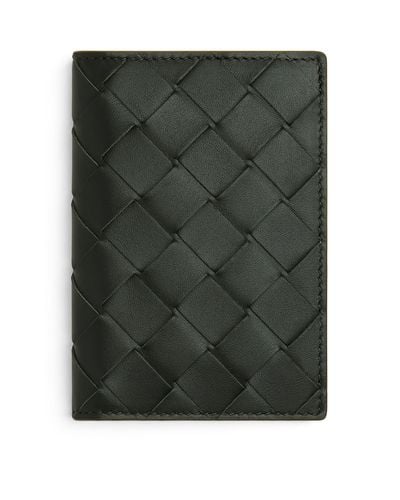 Bottega Veneta Leather Intrecciato Card Holder - Green
