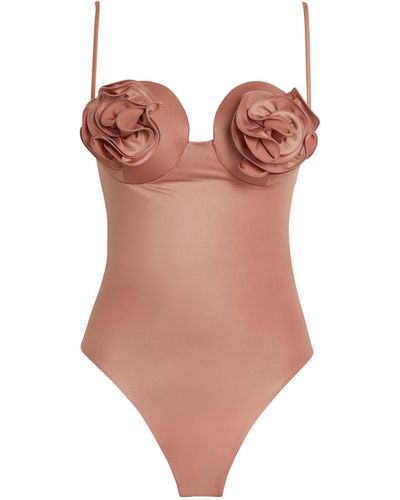 Magda Butrym Rose Applique Swimsuit - Brown
