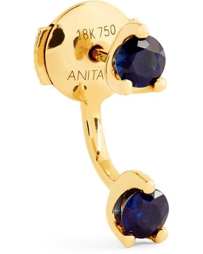 Anita Ko Yellow Gold And Sapphire Orbit Single Earring - Blue