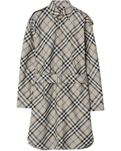 Burberry Check Trench Coat Mini Dress - Gray