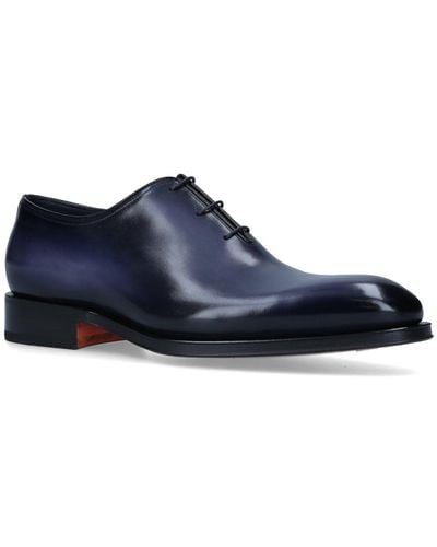 Santoni Leather Patina Wholecut Oxford Shoes - Blue
