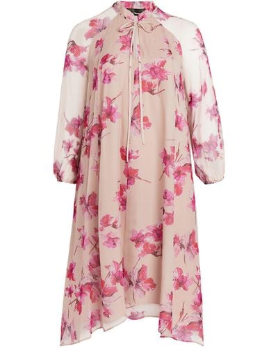 Marina Rinaldi Silk Diadema Midi Dress - Pink