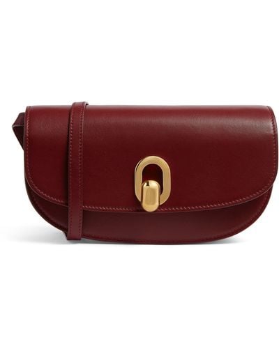 SAVETTE Leather Tondo Crescent Shoulder Bag - Red
