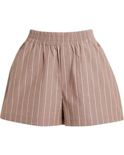 GOOD AMERICAN Striped The Weekend Shorts - Brown