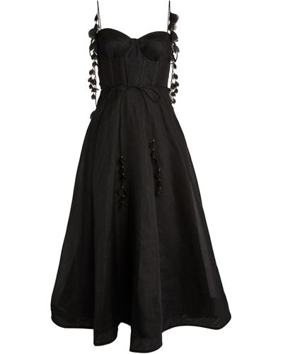 Zimmermann Linen-silk Corset Midi Dress - Black
