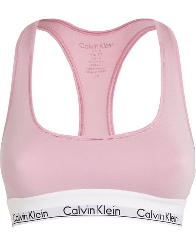 Calvin Klein Modern Logo-embroidered Cotton-blend Bra - Pink