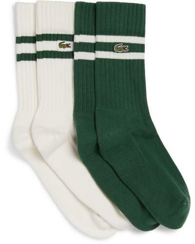 Lacoste Ribbed Logo Socks (pack Of 2) - Green