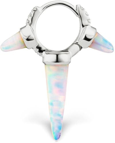 Maria Tash Opal Triple Long Spike Diamond Eternity Hoop Earring (6.5mm) - White