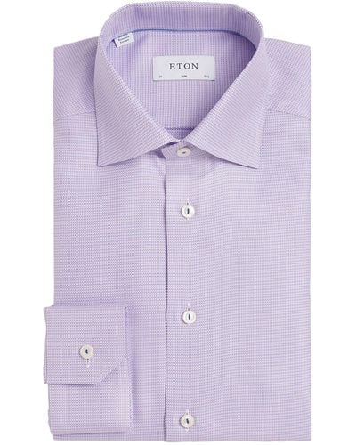 Eton Cotton Micro Texture Shirt - Purple