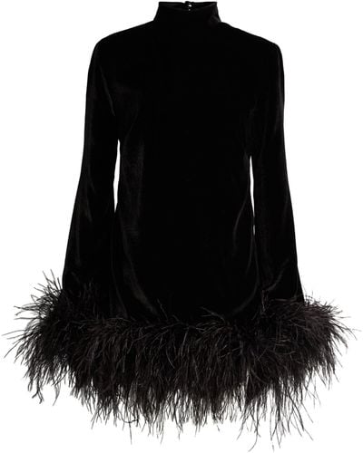 ‎Taller Marmo Ostrich Feather Gina Mini Dress - Black