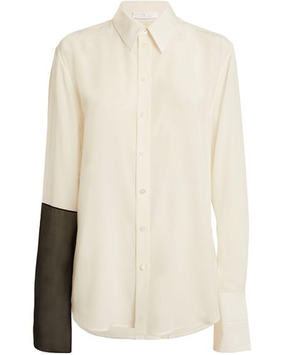 Helmut Lang Silk Contrast-sleeve Shirt - White