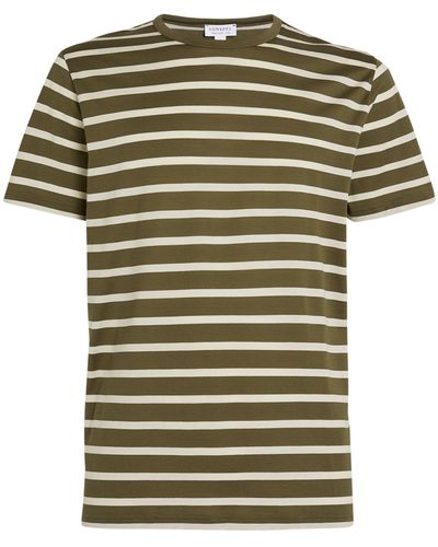 Sunspel Cotton Striped T-shirt - Green