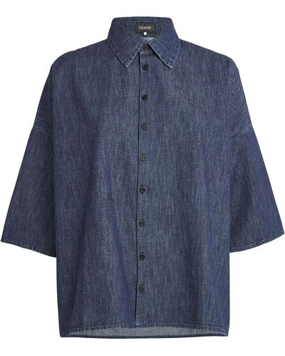 Eskandar A-line Denim Shirt - Blue