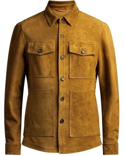 Isaia Suede Overshirt - Brown