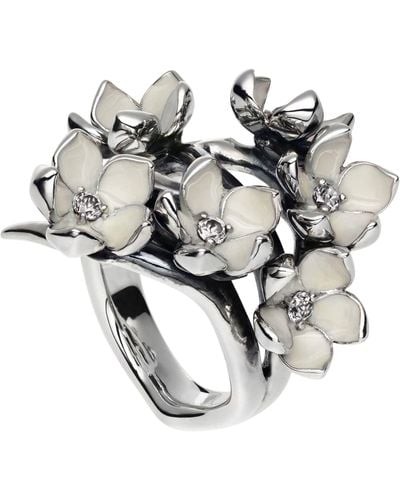 Shaun Leane Sterling Silver And Diamond Cherry Blossom Full Flower Ring - Metallic