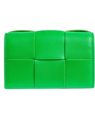 Bottega Veneta Leather Intreccio Card Holder - Green