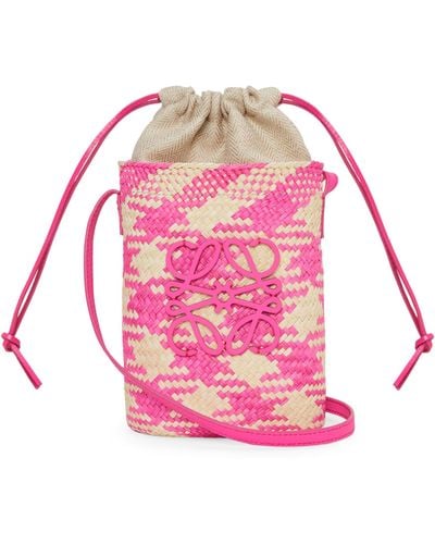 Loewe X Paula's Ibiza Woven Anagram Square Pocket Bag - Pink