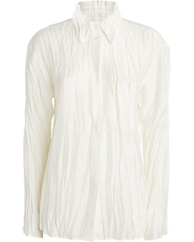 NINETY PERCENT Crinkled Sem Shirt - White