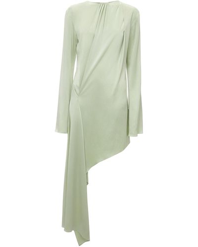 JW Anderson Satin Asymmetric Midi Dress - Green