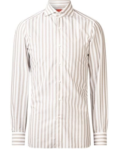 Isaia Cotton Striped Dress Shirt - White