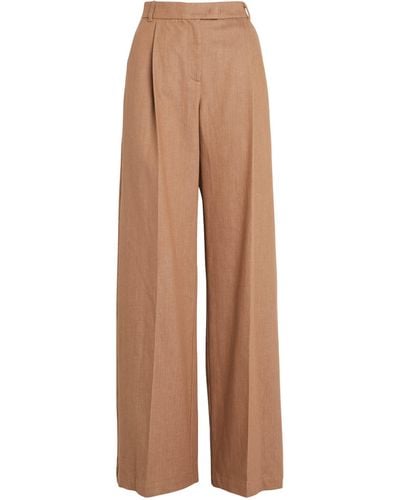 MAX&Co. Cotton Wide-leg Trousers - Brown
