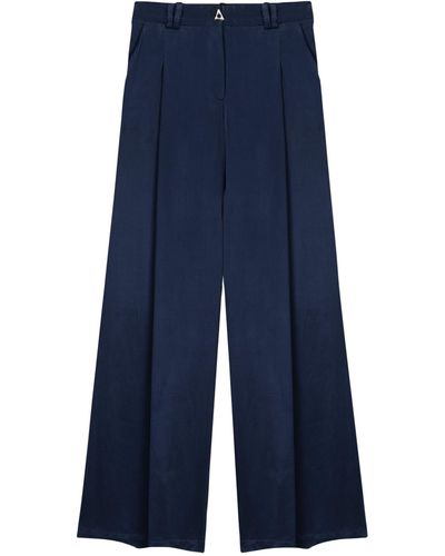 Aeron Satin Wellen Tailored Trousers - Blue