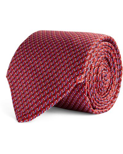 Canali Can Tie Slk Geo Prin - Red
