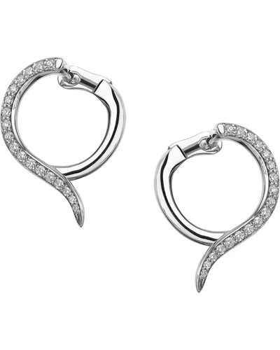 Shaun Leane Small White Gold And Diamond Armis Hoop Earrings - Metallic