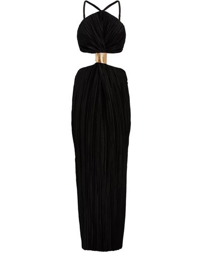 Cult Gaia Mitra Pleated Gathered Gown - Black