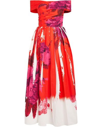 Erdem Floral Midi Dress - Red