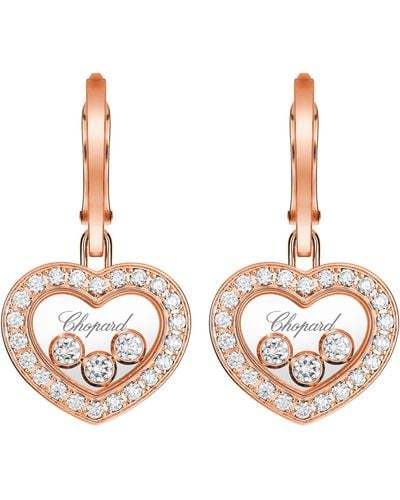 Chopard Rose Gold And Diamond Happy Diamonds Earrings - Multicolour