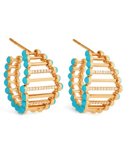 L'Atelier Nawbar Yellow Gold And Diamond Twiggy Hoop Earrings - Blue