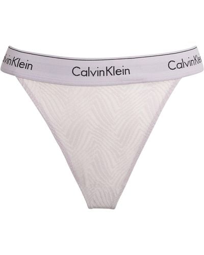 Calvin Klein Modern Lace Semi-sheer Thong - White