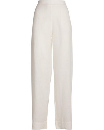 Asceno Organic Linen London Pyjama Bottoms - White