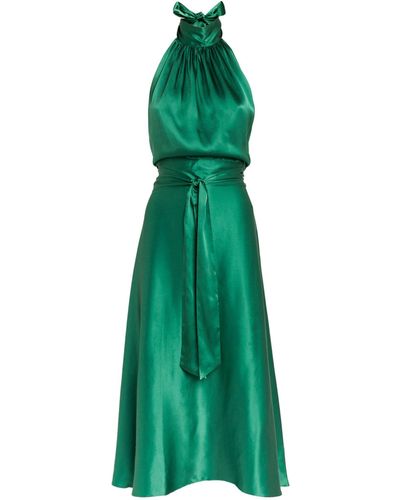 HARMUR Silk Classic Midi Dress - Green