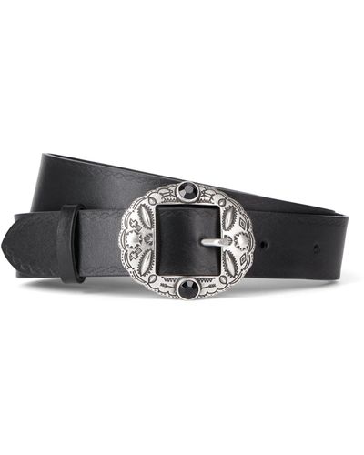 The Kooples Leather Embellished Belt - Black