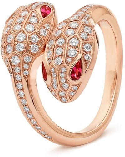 BVLGARI Rose Gold, Diamond And Rubellite Serpenti Seduttori Ring - Multicolor