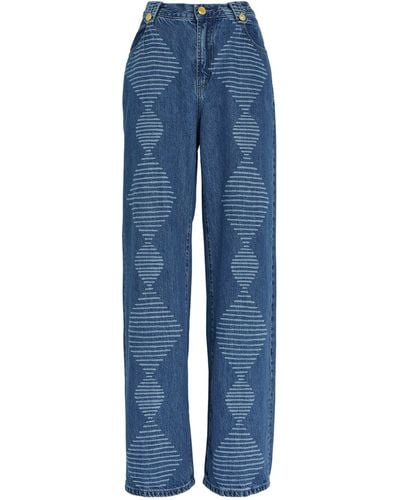 Hayley Menzies Wide-leg Aztec Jeans - Blue