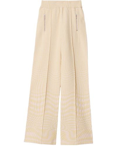 Burberry Warped Houndstooth Print Pants - Natural