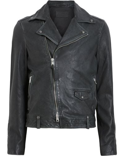 AllSaints Leather Rosser Biker Jacket - Black