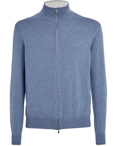 FIORONI CASHMERE Cashmere Zip-down Sweater - Blue