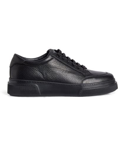 Giorgio Armani Leather Low-top Sneakers - Black