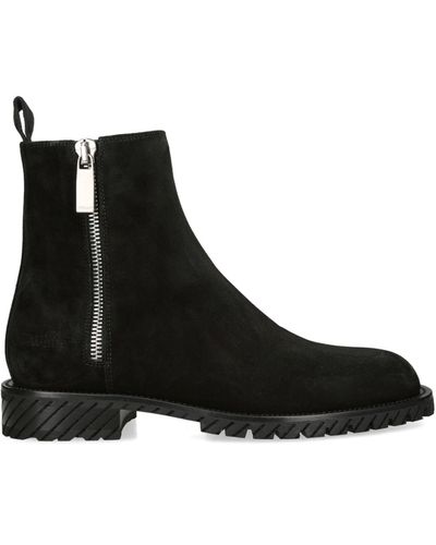 Off-White c/o Virgil Abloh Suede Military Ankle Boots - Black